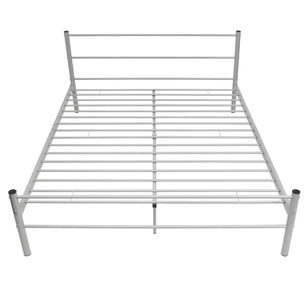 Grey Metal Queen Size Bed Frame with Slat Base