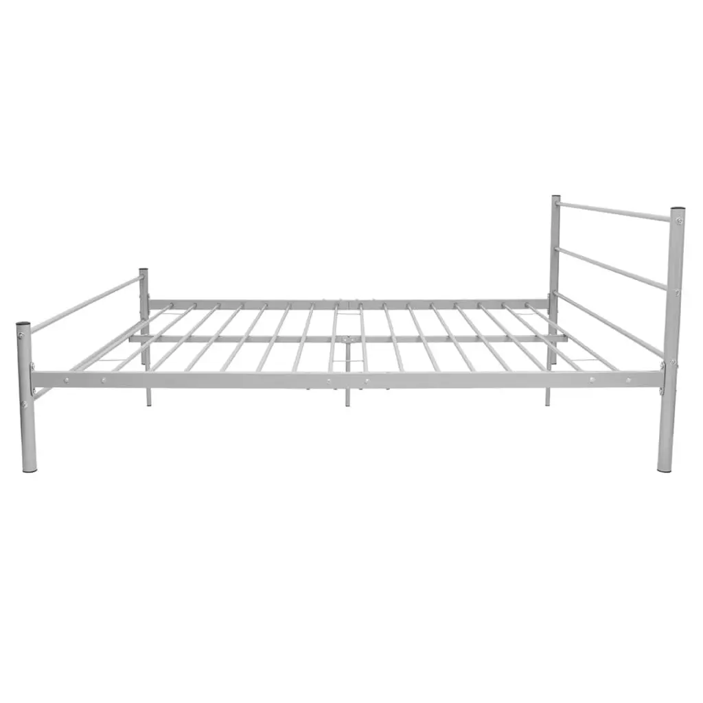 Grey Metal Queen Size Bed Frame with Slat Base