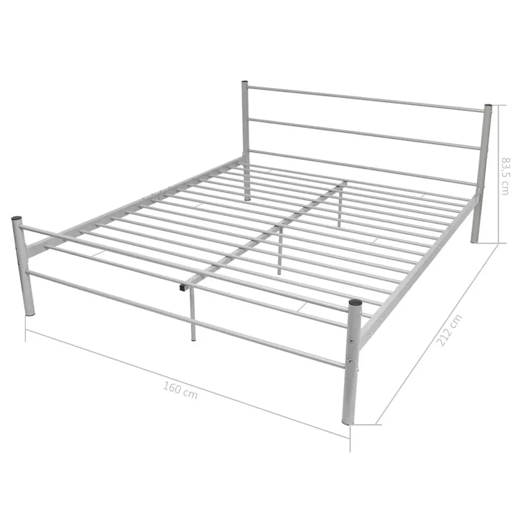 Grey Metal Queen Size Bed Frame with Slat Base