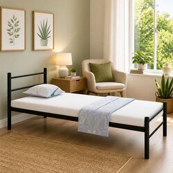 Comfort-Enhancing Black Metal King Single Bed Frame