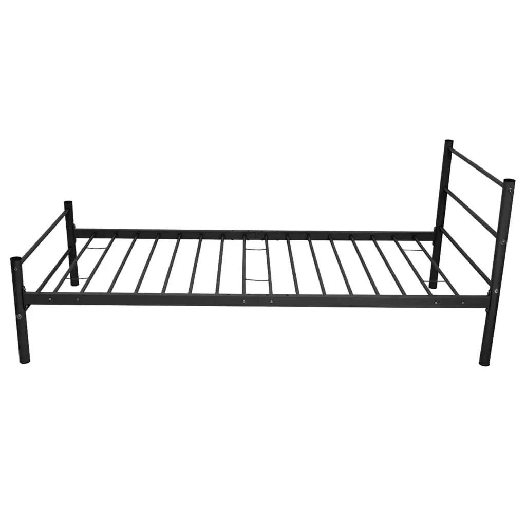 Metal Bed Frame Black King Single Slatted Base Solid Construction