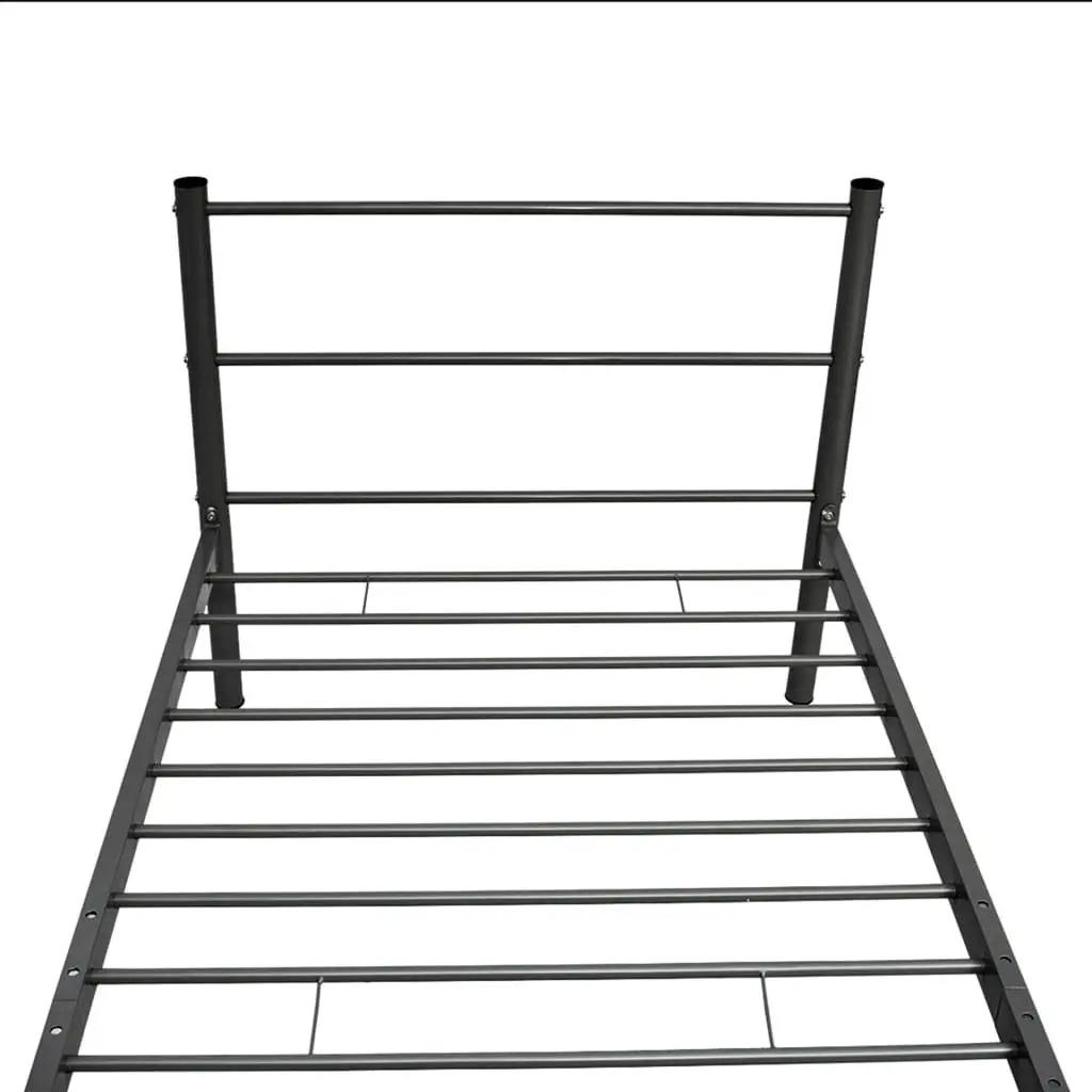 Metal Bed Frame Black King Single Slatted Base Solid Construction