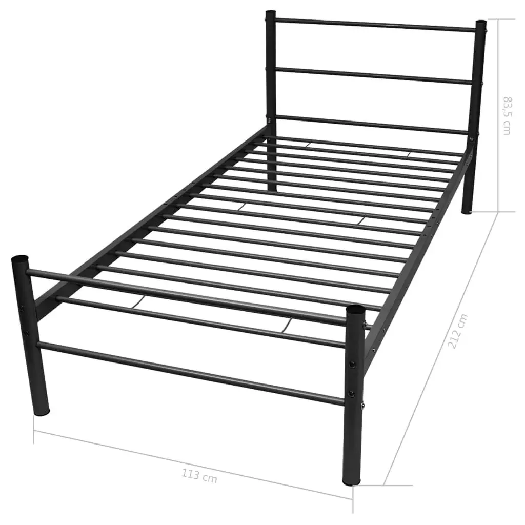 Metal Bed Frame Black King Single Slatted Base Solid Construction