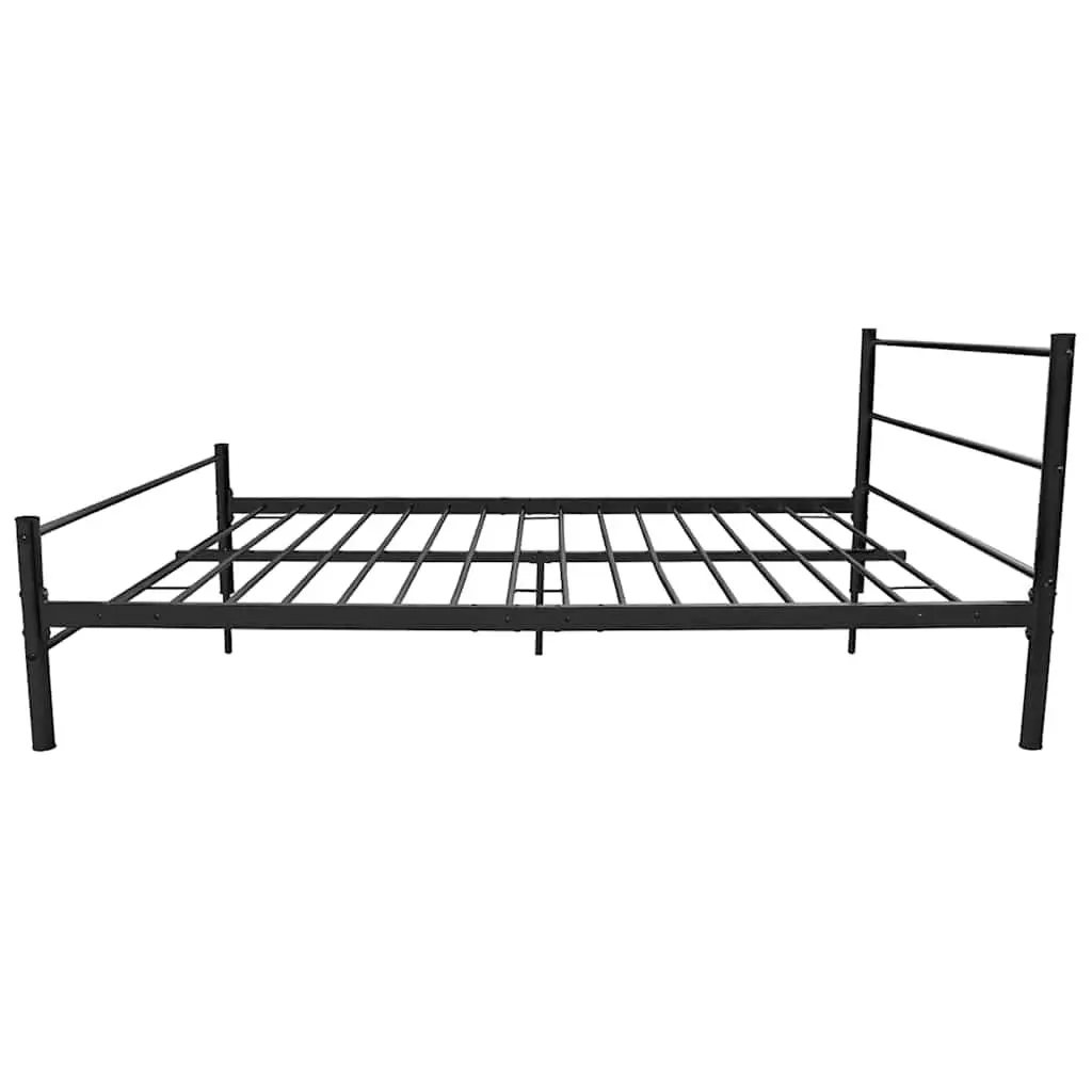 Black Metal Double Bed Frame with Slatted Base