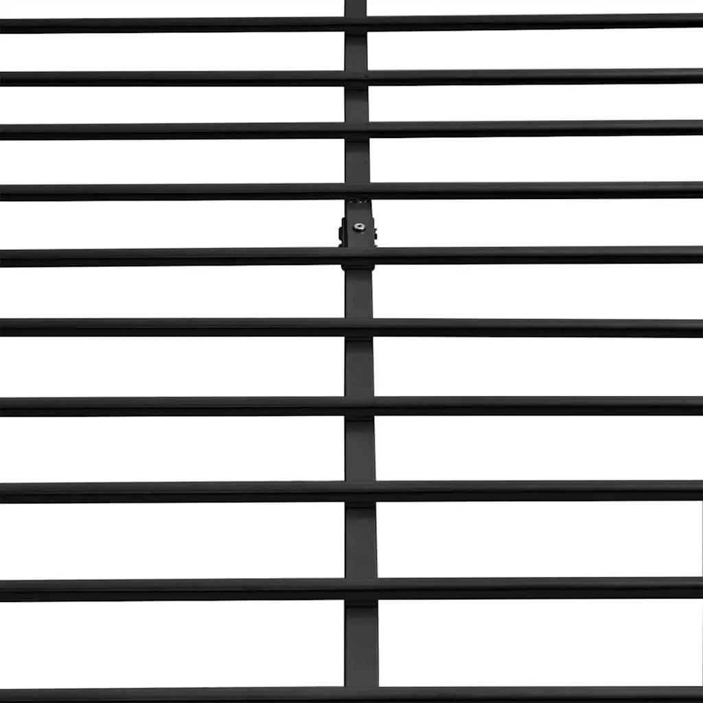 Black Metal Double Bed Frame with Slatted Base