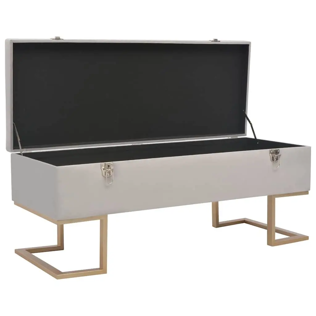 Grey Velvet Upholstered Storage Bench 105cm
