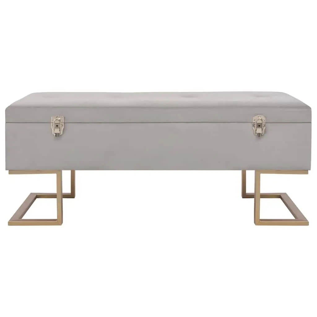 Grey Velvet Upholstered Storage Bench 105cm