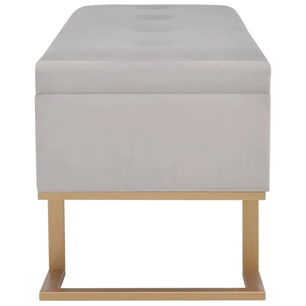 Grey Velvet Upholstered Storage Bench 105cm