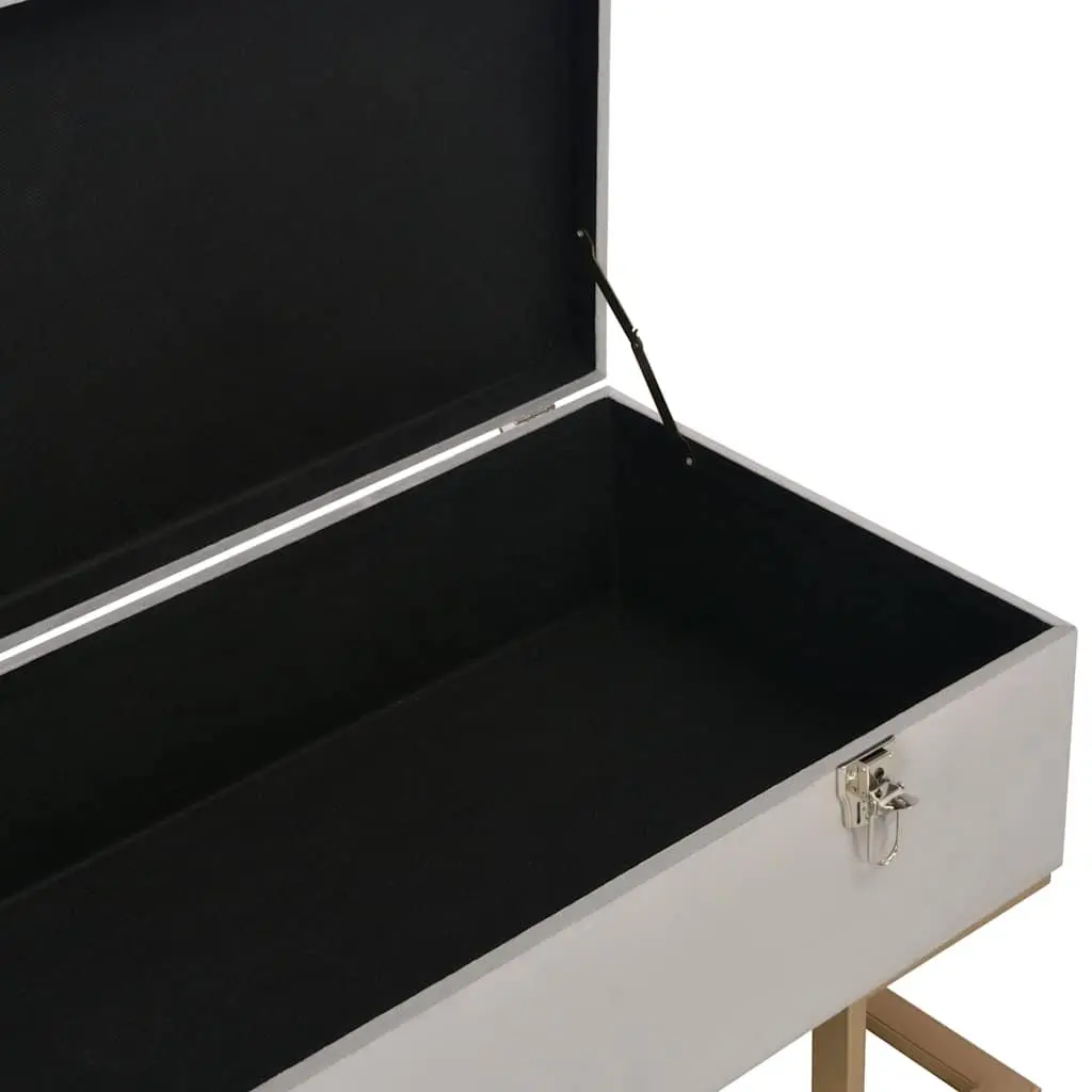 Grey Velvet Upholstered Storage Bench 105cm