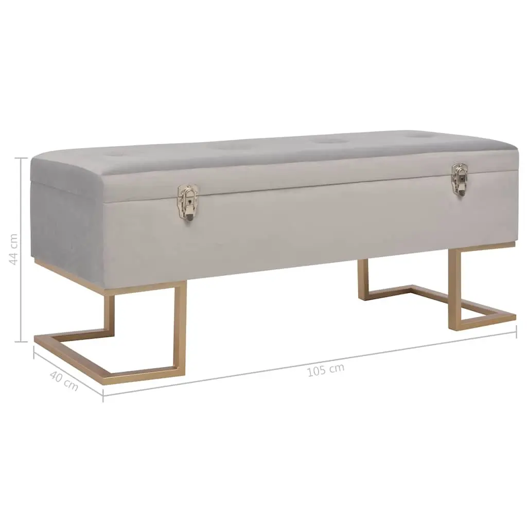Grey Velvet Upholstered Storage Bench 105cm