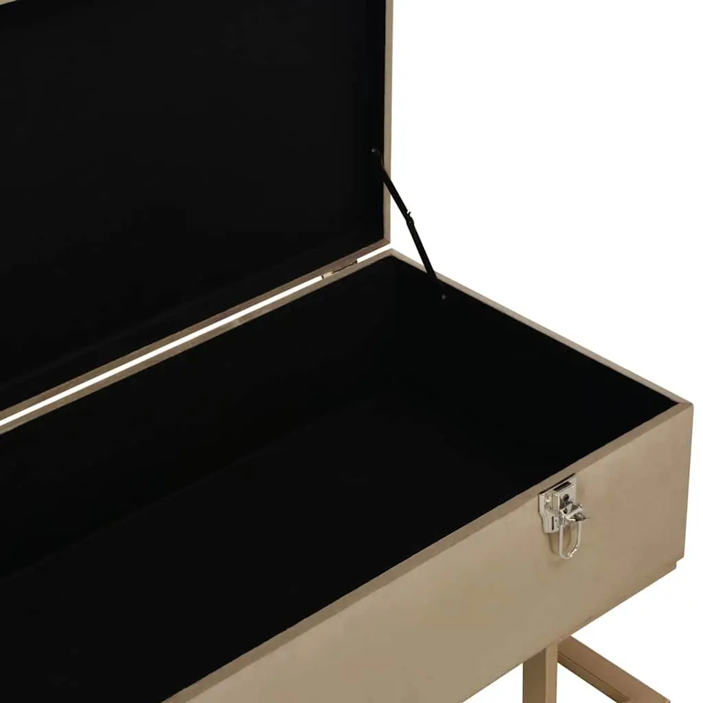 Beige Velvet Upholstered Storage Bench 105 cm
