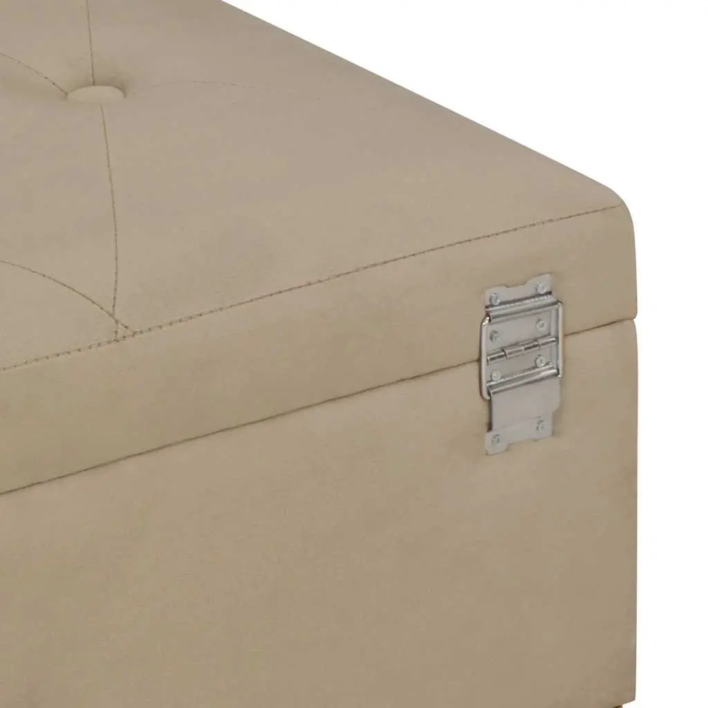 Beige Velvet Upholstered Storage Bench 105 cm