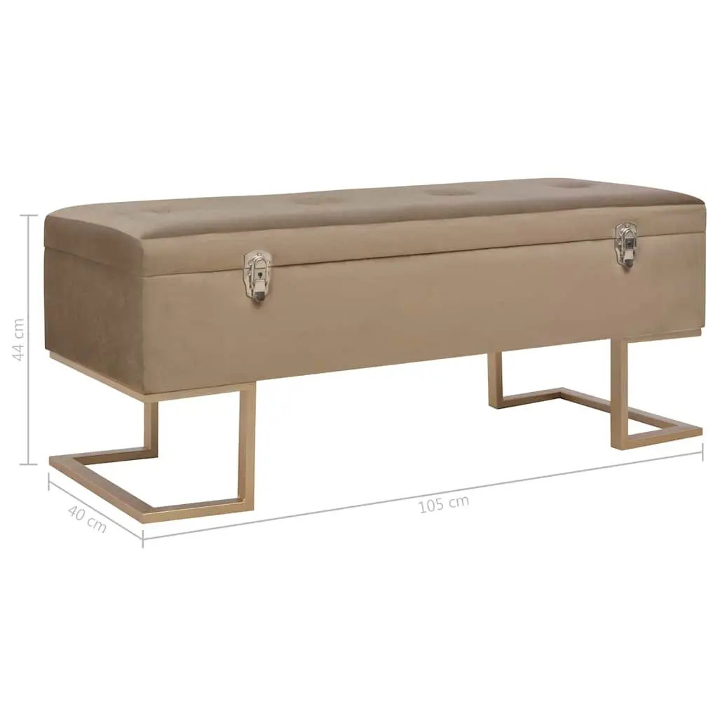 Beige Velvet Upholstered Storage Bench 105 cm