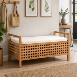 Cozy Storage Bench with Cushion 93x49x49cm