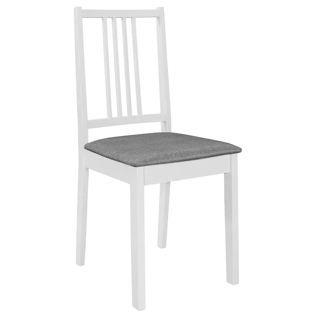 Dining Chairs White Solid Wood Cushioned 4 Piece Kitchen Seating Set
