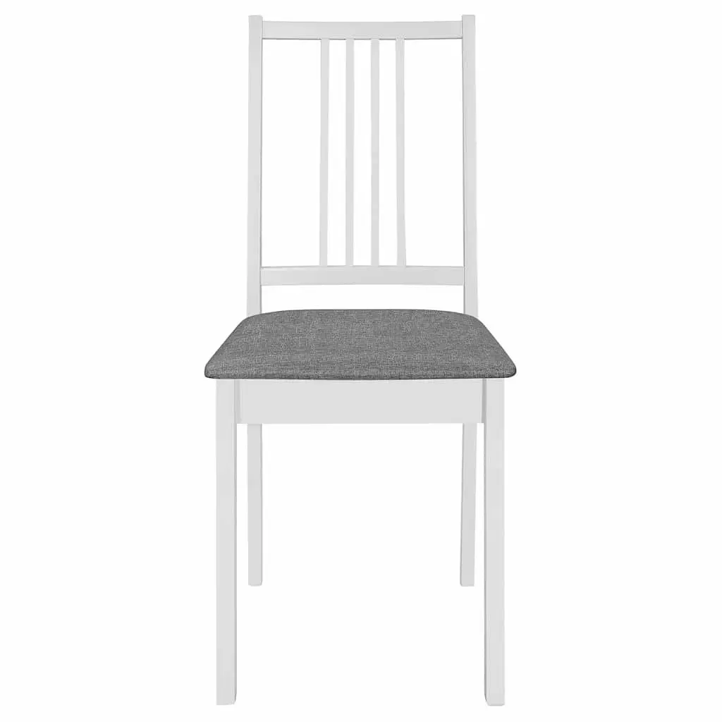 Dining Chairs White Solid Wood Cushioned 4 Piece Kitchen Seating Set