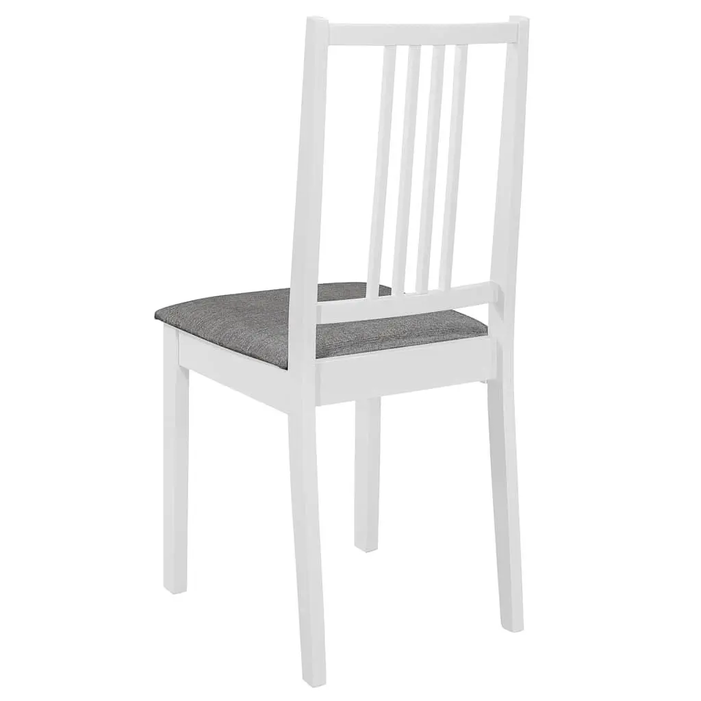 Dining Chairs White Solid Wood Cushioned 4 Piece Kitchen Seating Set