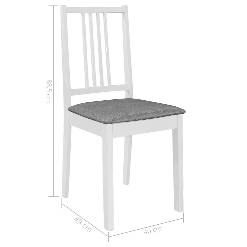 Dining Chairs White Solid Wood Cushioned 4 Piece Kitchen Seating Set