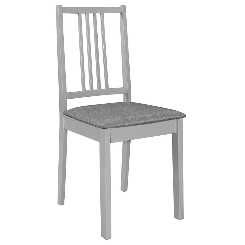 Set of 4 Grey Cushioned Dining Chairs in Solid Wood