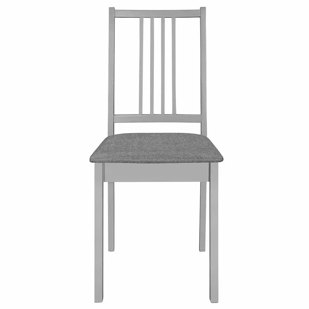 Set of 4 Grey Cushioned Dining Chairs in Solid Wood