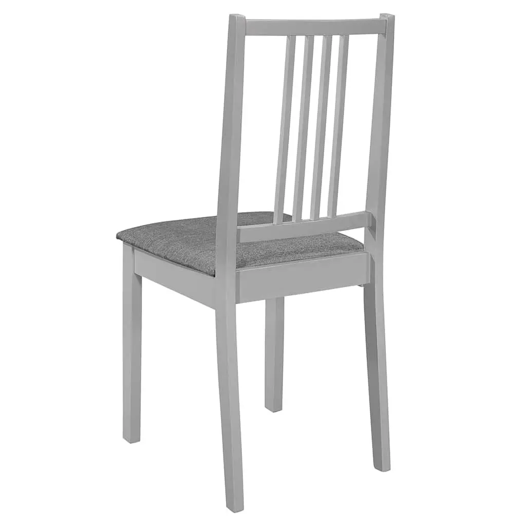 Set of 4 Grey Cushioned Dining Chairs in Solid Wood