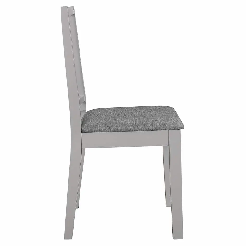 Set of 4 Grey Cushioned Dining Chairs in Solid Wood