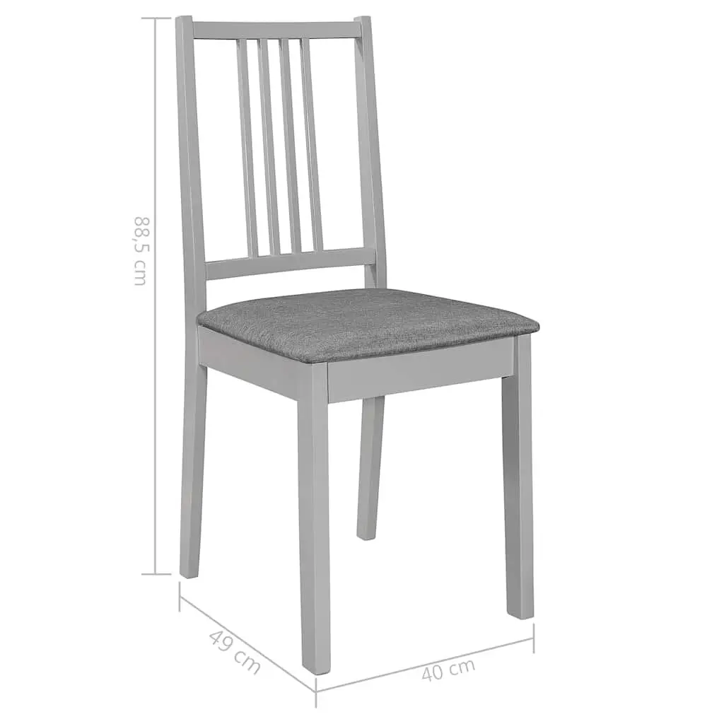 Set of 4 Grey Cushioned Dining Chairs in Solid Wood