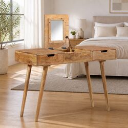 Charming Solid Mango Wood Dressing Table with Mirror