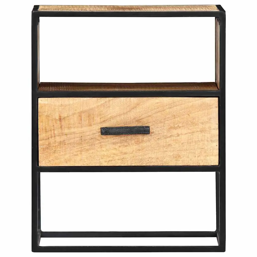 Nightstand in Brown with Solid Wood and Steel 40x30x50cm