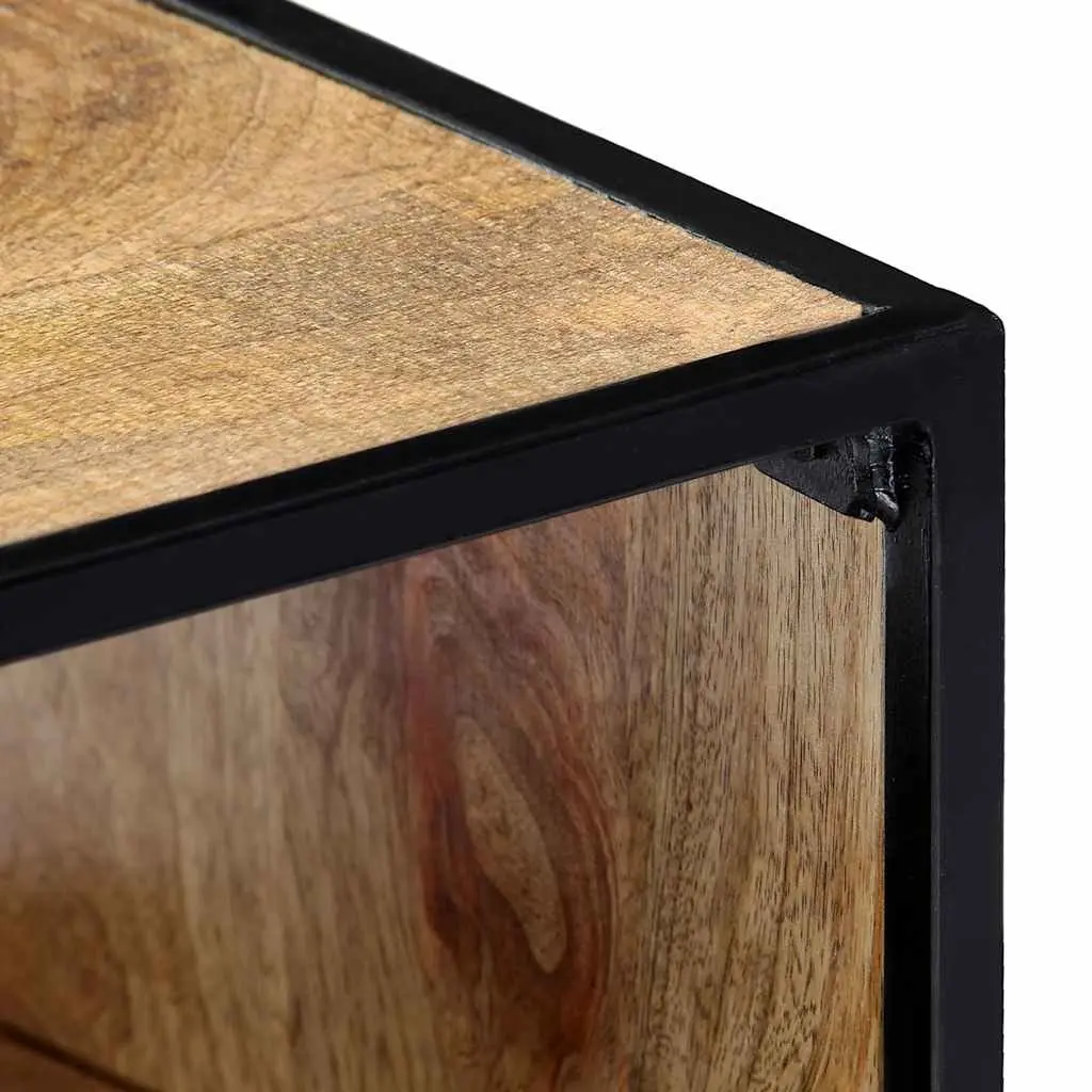 Nightstand in Brown with Solid Wood and Steel 40x30x50cm