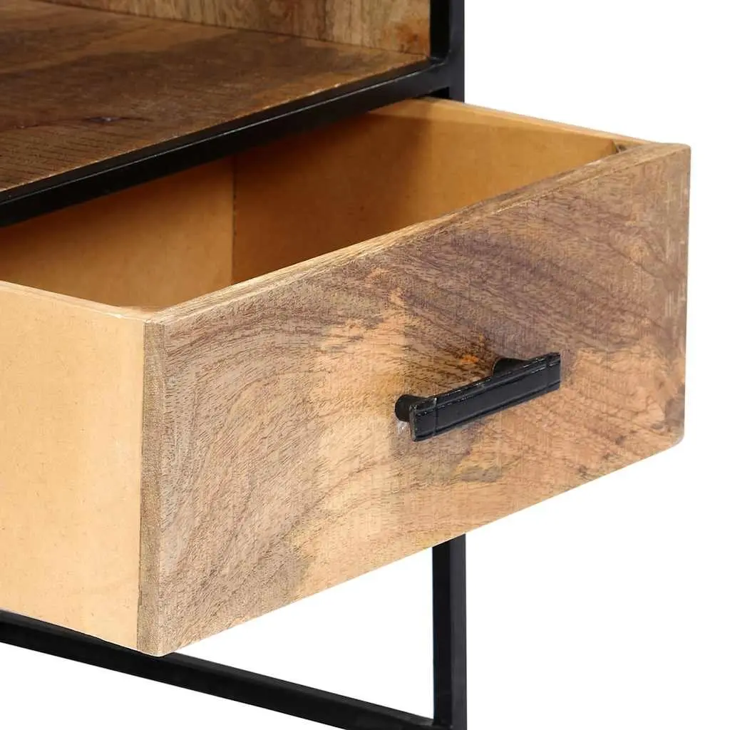 Nightstand in Brown with Solid Wood and Steel 40x30x50cm
