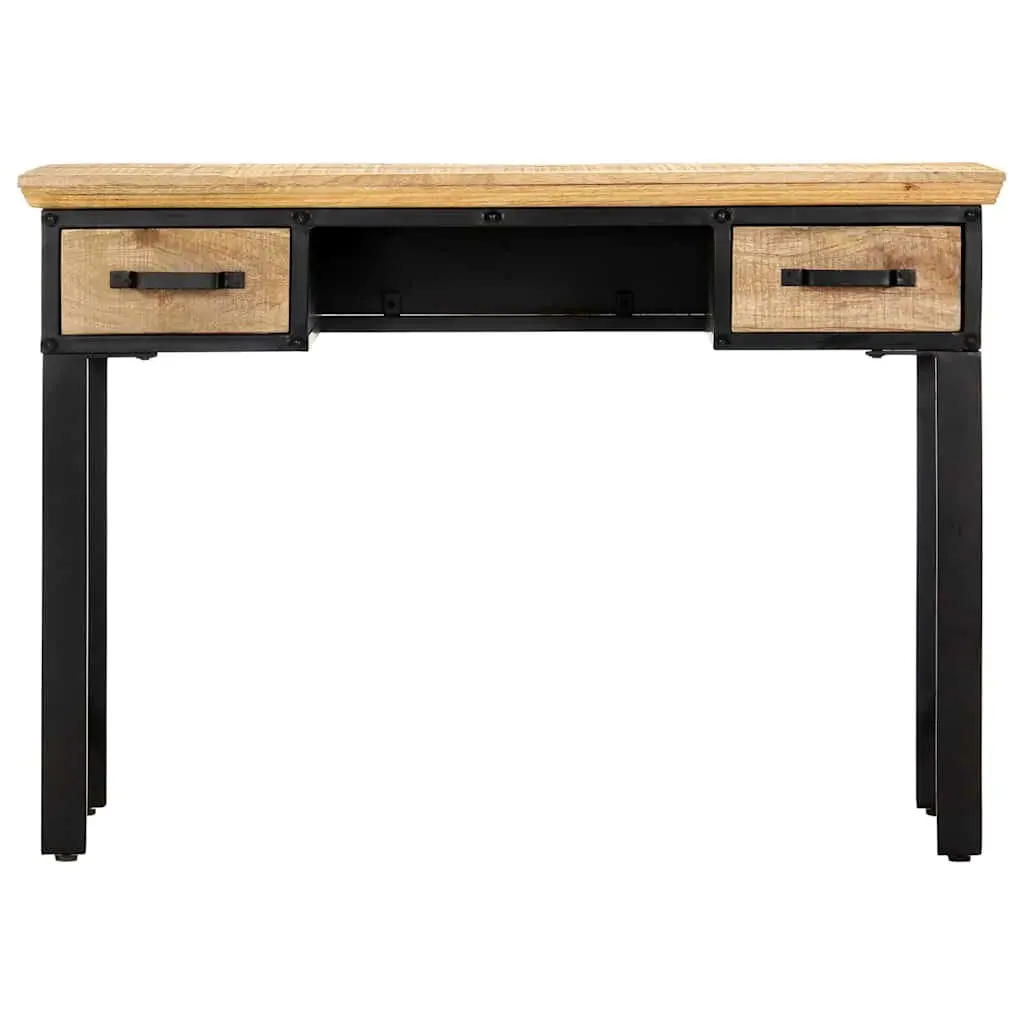 Brown Solid Wood Writing Desk with 2 Drawers, 110x50x76 cm