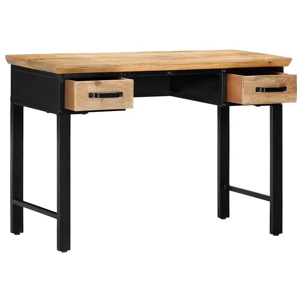 Brown Solid Wood Writing Desk with 2 Drawers, 110x50x76 cm