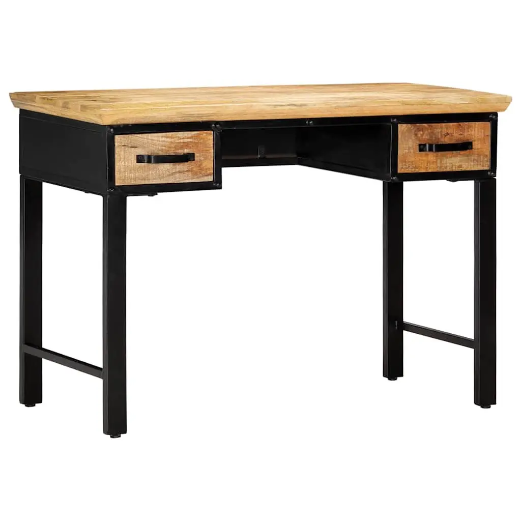Brown Solid Wood Writing Desk with 2 Drawers, 110x50x76 cm