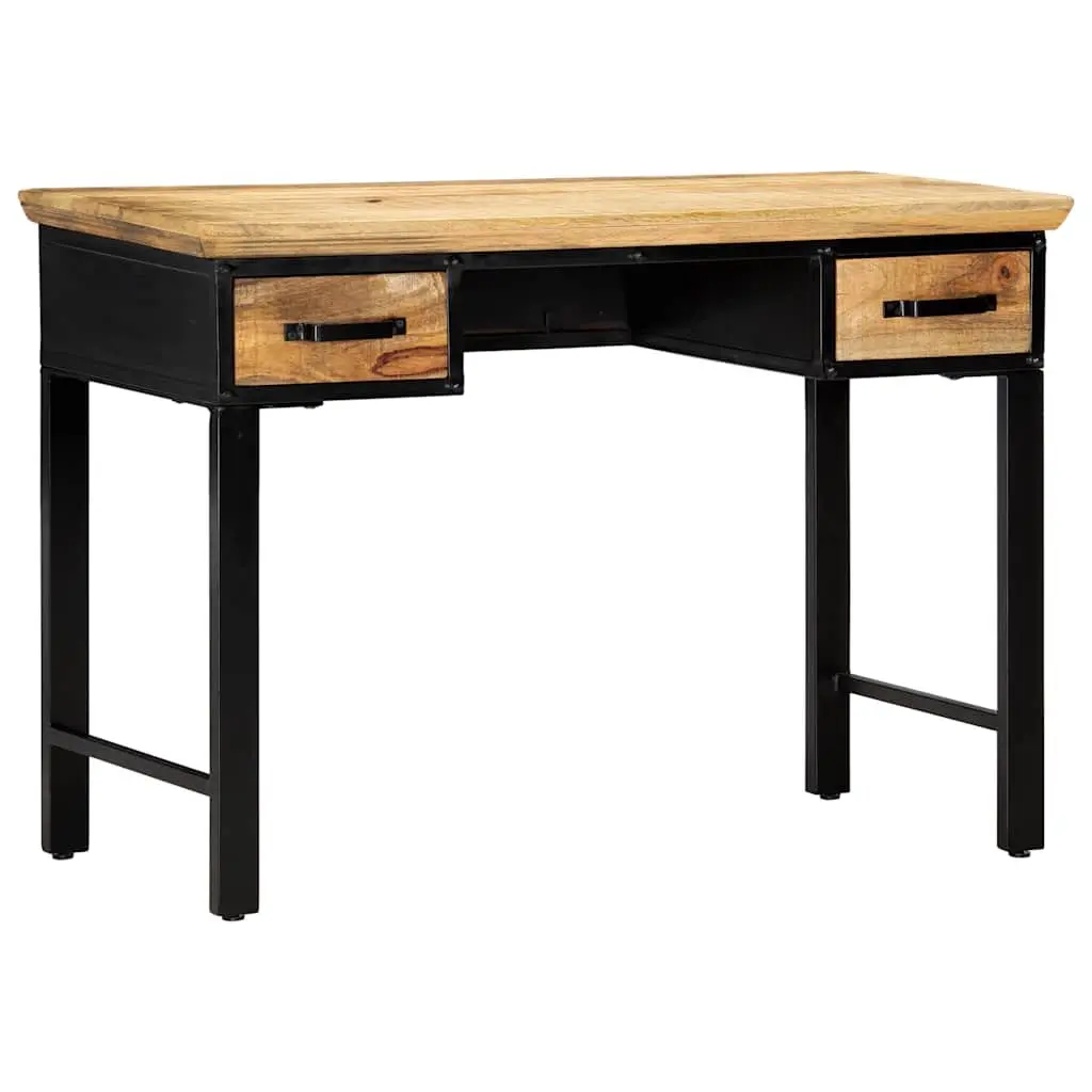 Brown Solid Wood Writing Desk with 2 Drawers, 110x50x76 cm