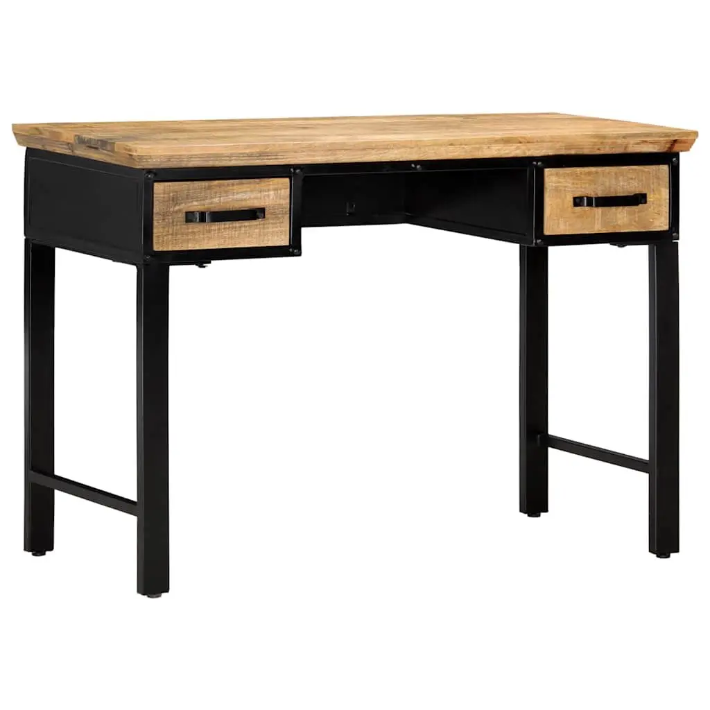 Brown Solid Wood Writing Desk with 2 Drawers, 110x50x76 cm
