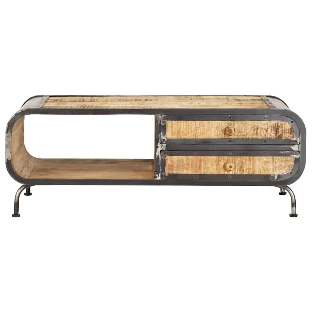 Solid Mango Wood Coffee Table with Storage Drawers