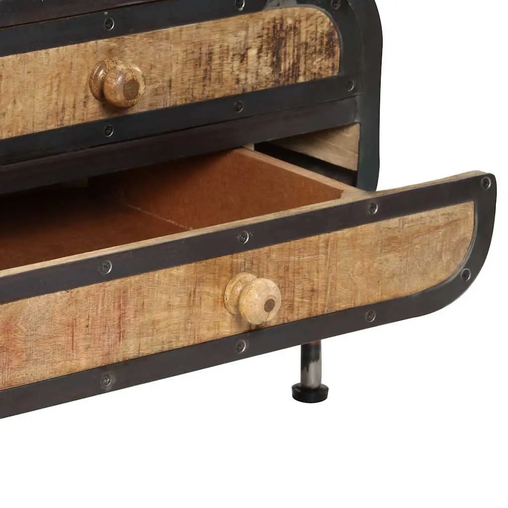 Solid Mango Wood Coffee Table with Storage Drawers