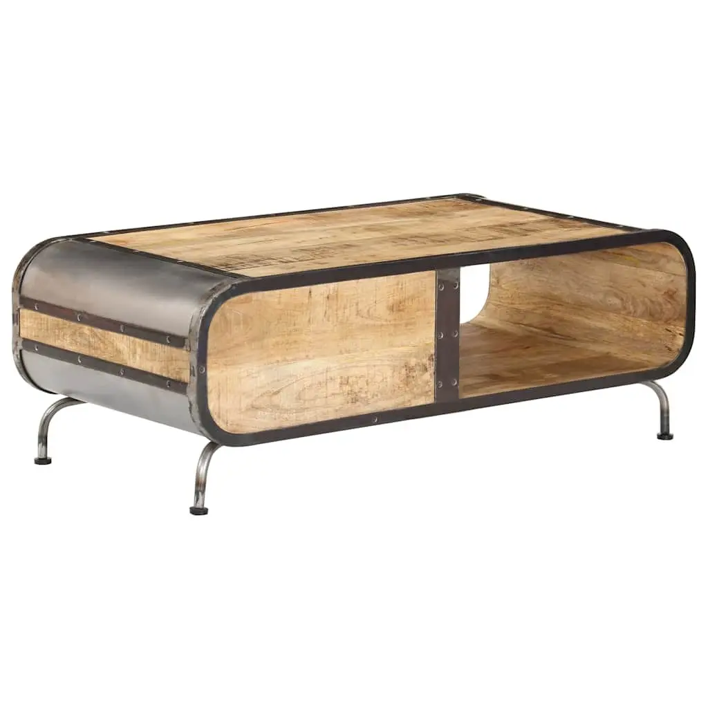 Solid Mango Wood Coffee Table with Storage Drawers