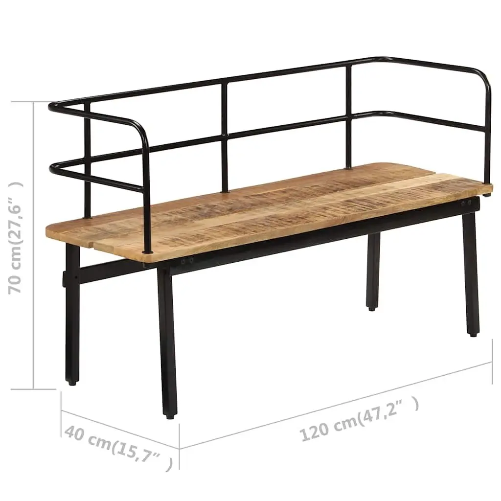 Solid Mango Wood Bench Industrial Style 120x40x70 cm Brown with Iron Legs