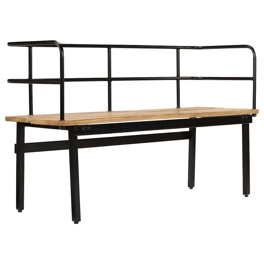 Solid Mango Wood Bench Industrial Style 120x40x70 cm Brown with Iron Legs