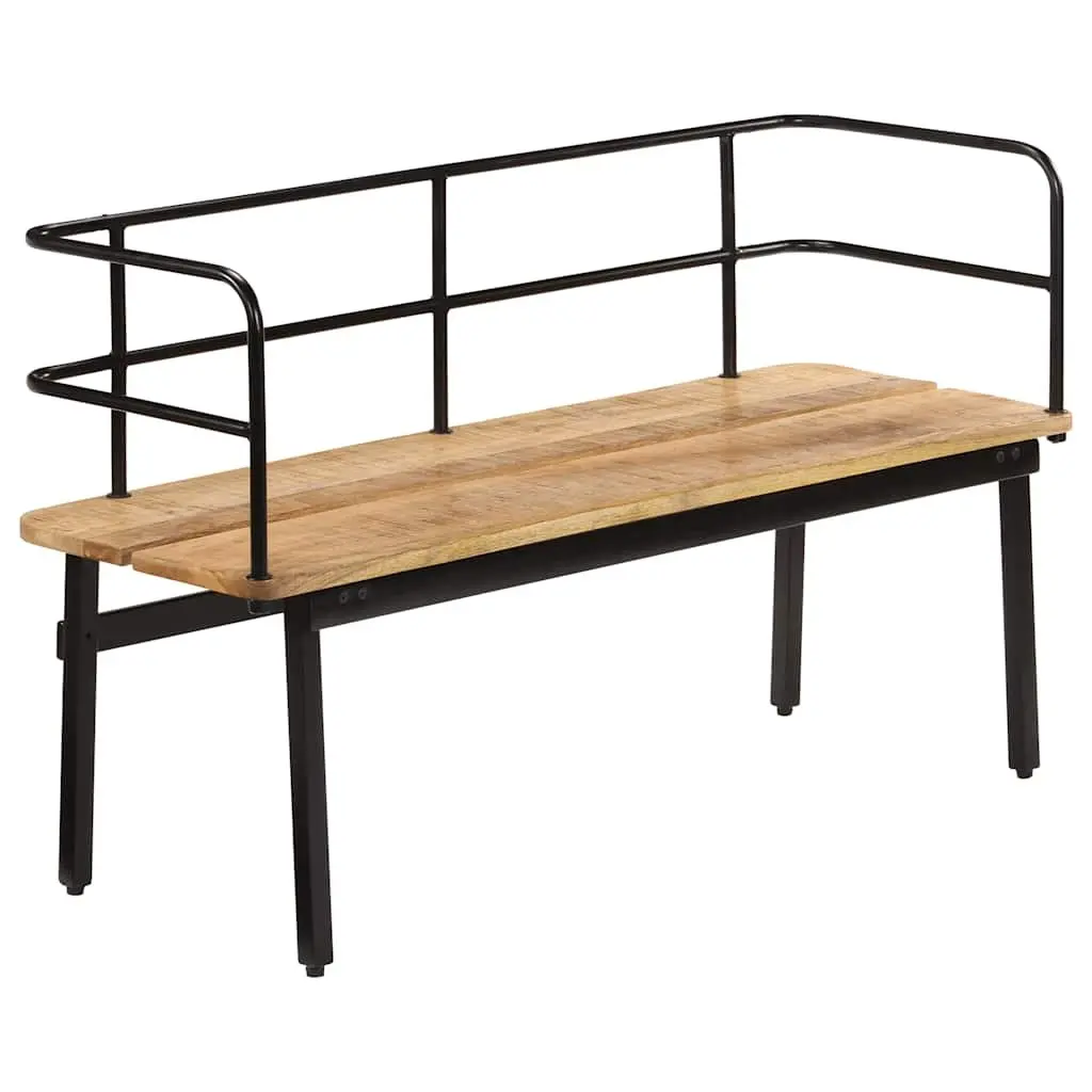 Solid Mango Wood Bench Industrial Style 120x40x70 cm Brown with Iron Legs