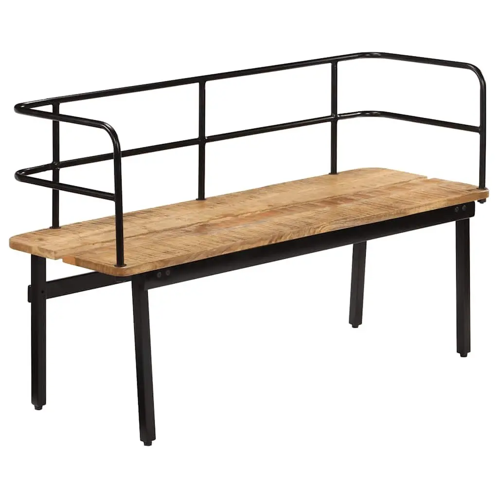 Solid Mango Wood Bench Industrial Style 120x40x70 cm Brown with Iron Legs