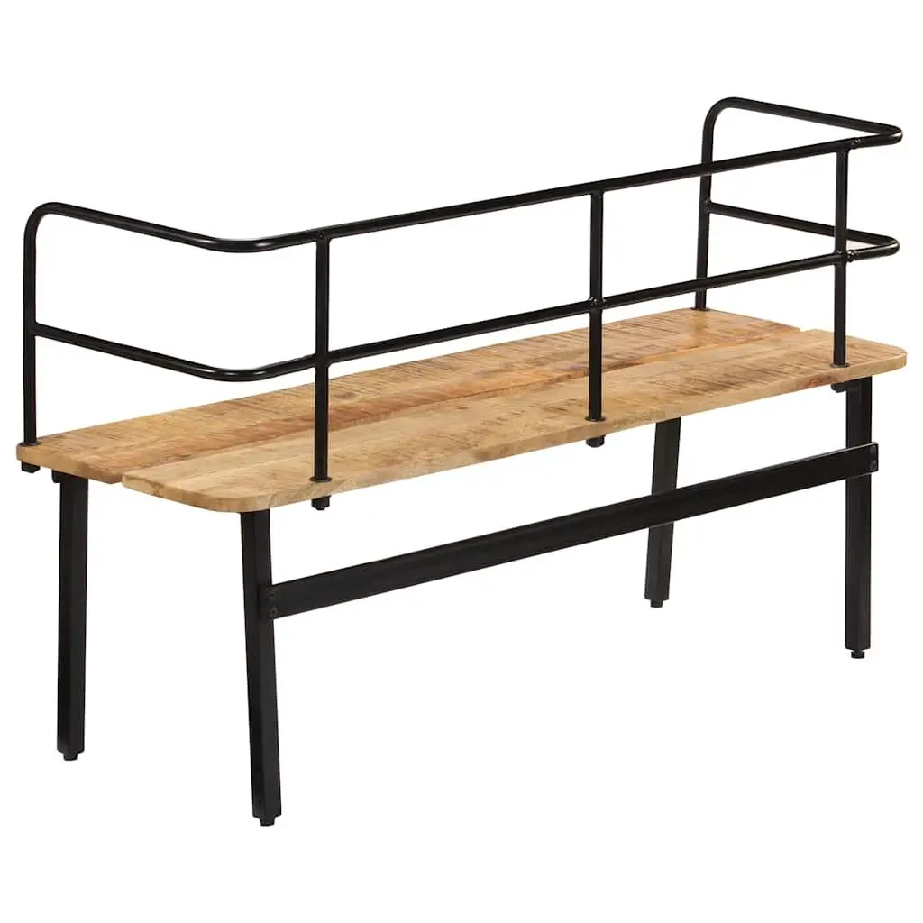 Solid Mango Wood Bench Industrial Style 120x40x70 cm Brown with Iron Legs
