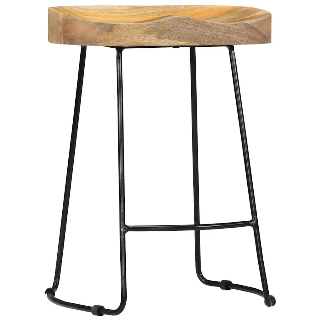 Retro Bar Stools Set of 2 in Solid Mango Wood
