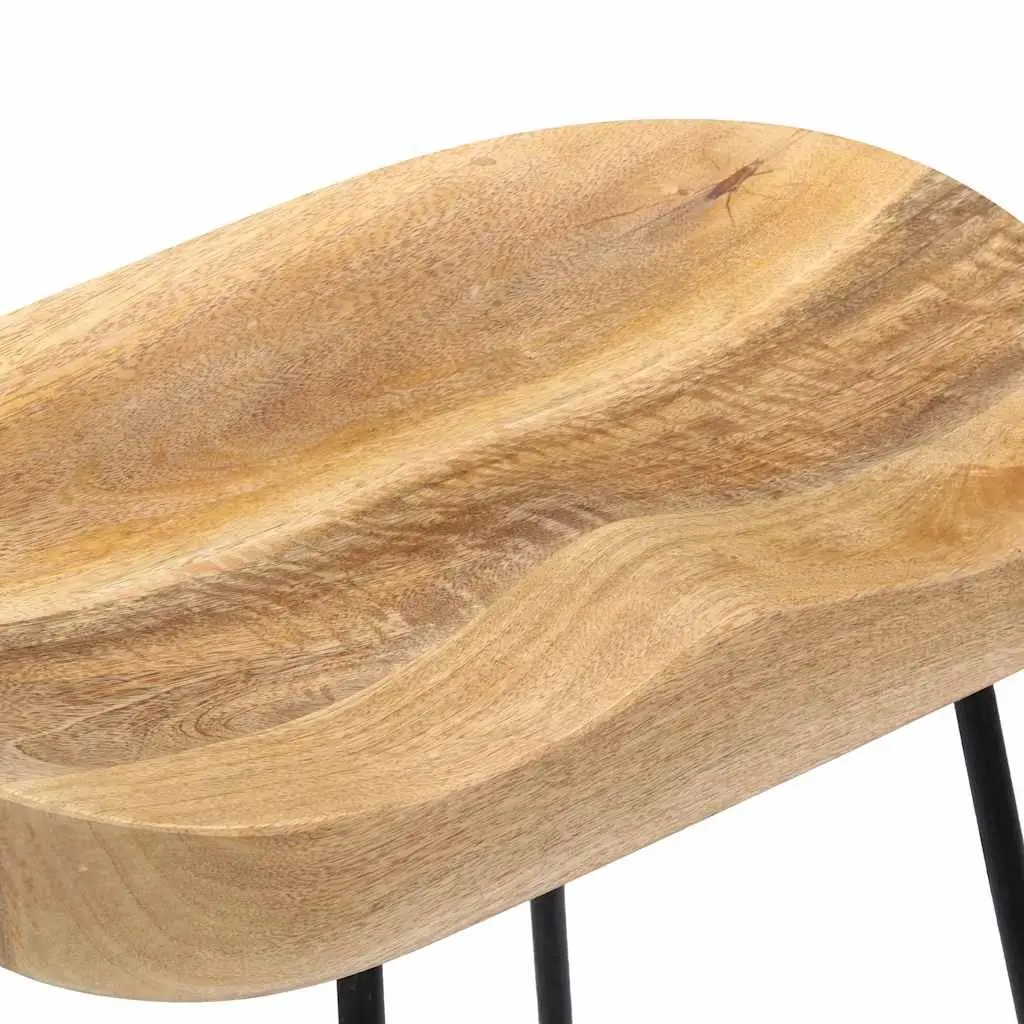 Retro Bar Stools Set of 2 in Solid Mango Wood