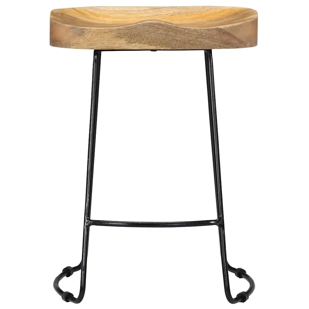 Retro Bar Stools Set of 2 in Solid Mango Wood