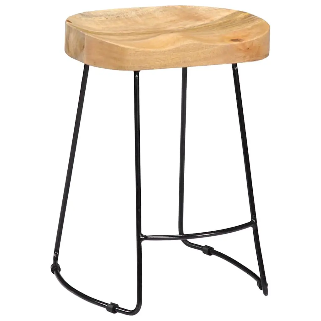 Retro Bar Stools Set of 2 in Solid Mango Wood