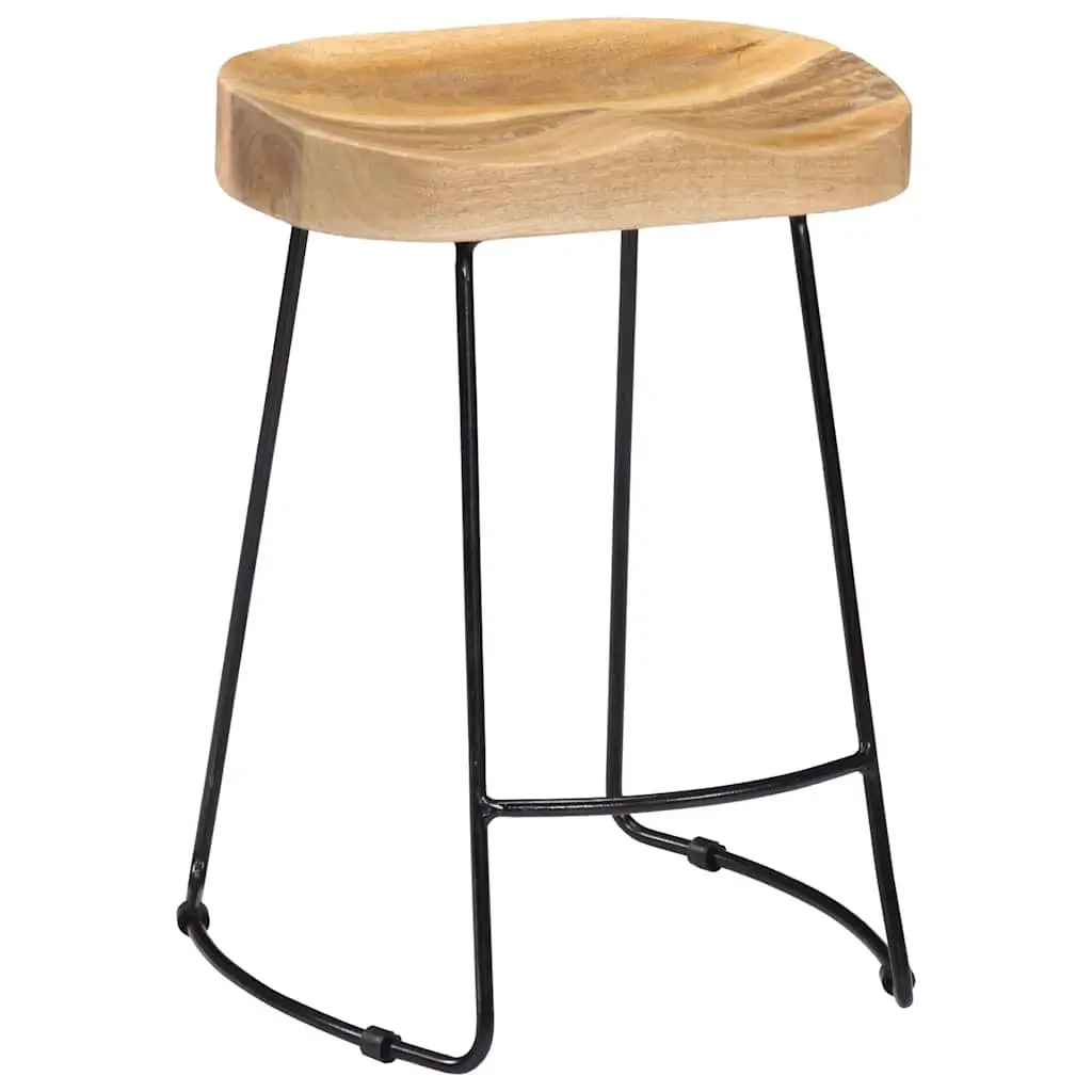 Retro Bar Stools Set of 2 in Solid Mango Wood