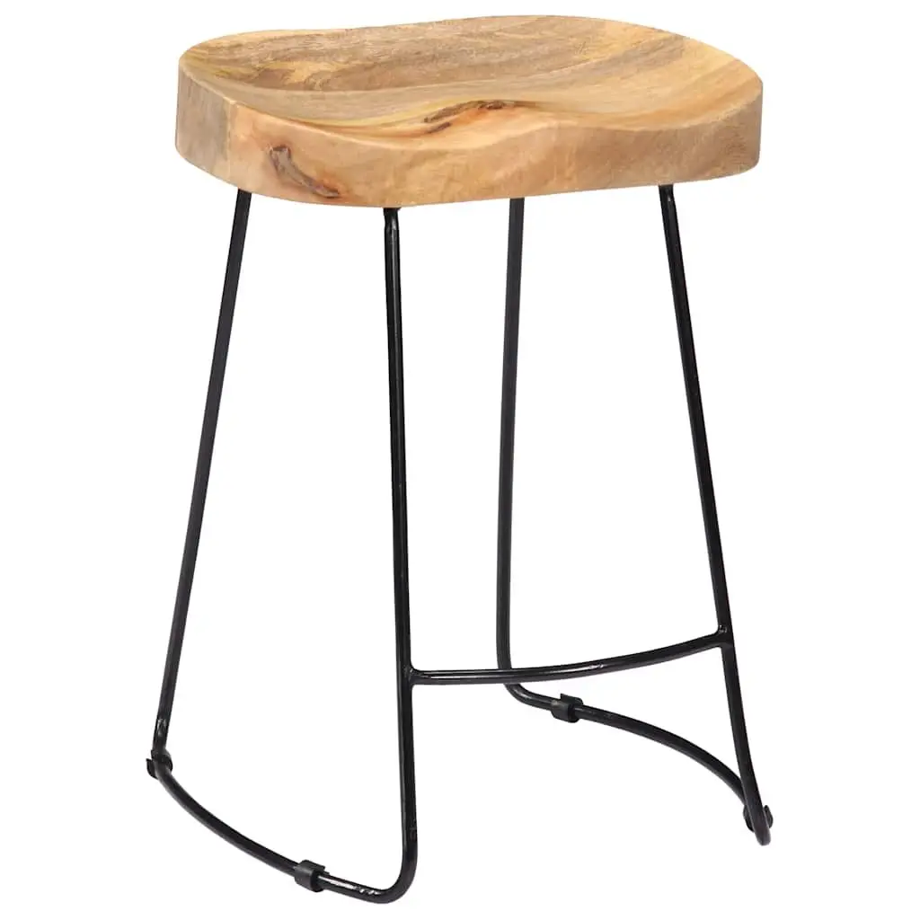 Retro Bar Stools Set of 2 in Solid Mango Wood